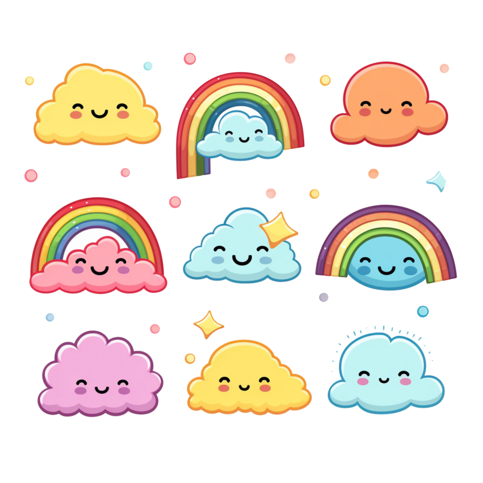 Emoticon Regenbogen süß bunt Aufkleber transparent png