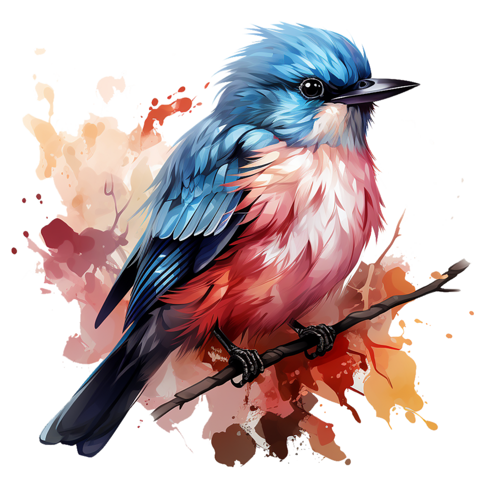 oiseau autocollant mignonne aquarelle png