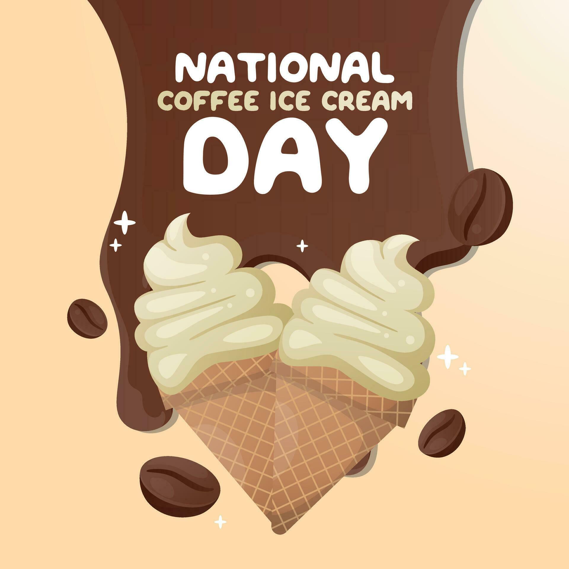 National Coffee Ice Cream Day design template good for greeting. flat