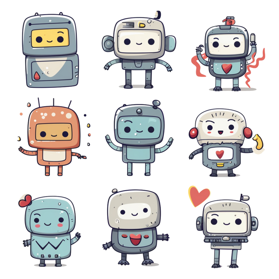 Robot emoticon sticker transparent png