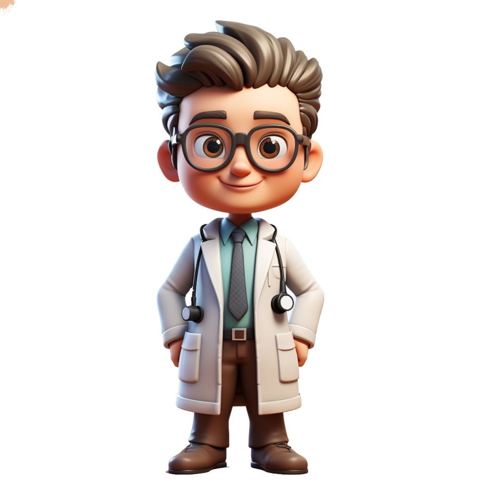dessin animé 3d médecin le rendu png