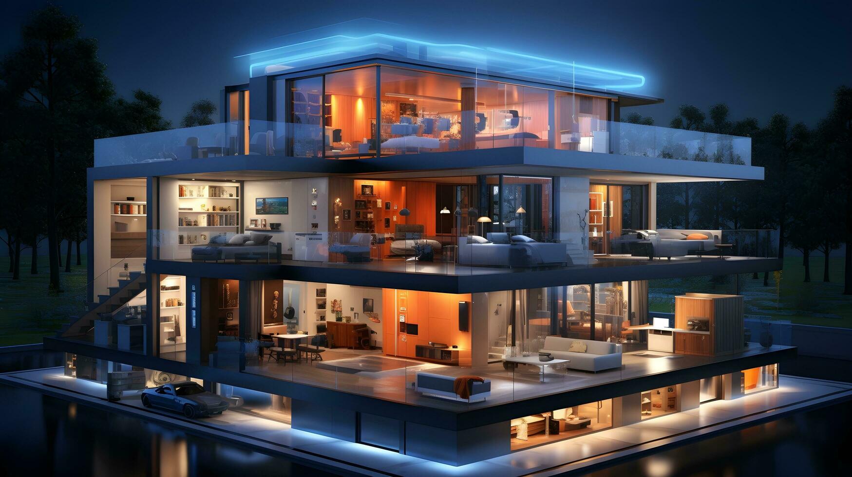 Creating Intelligent Homes. 3D Insights into Smart Home Automation. AI Generated photo