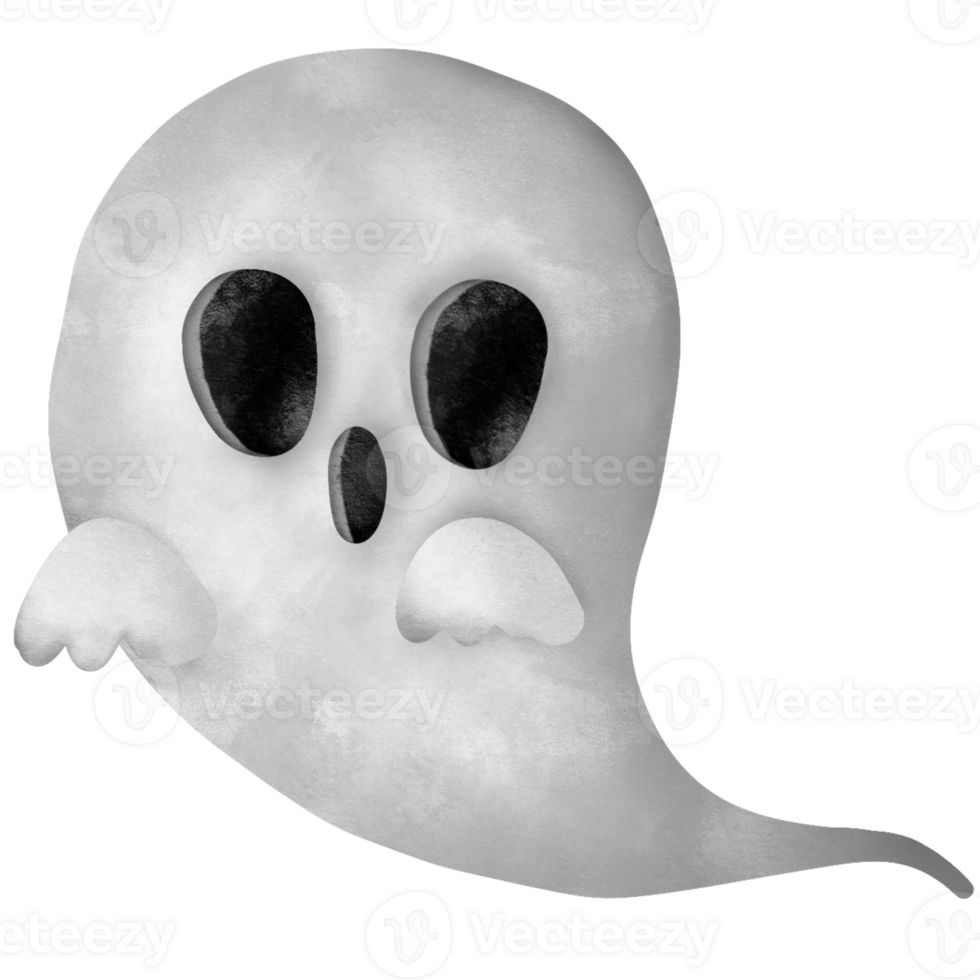 Happy Halloween, Halloween frightening ghost character. Trick or Treat with a creepy cartoon figure. png