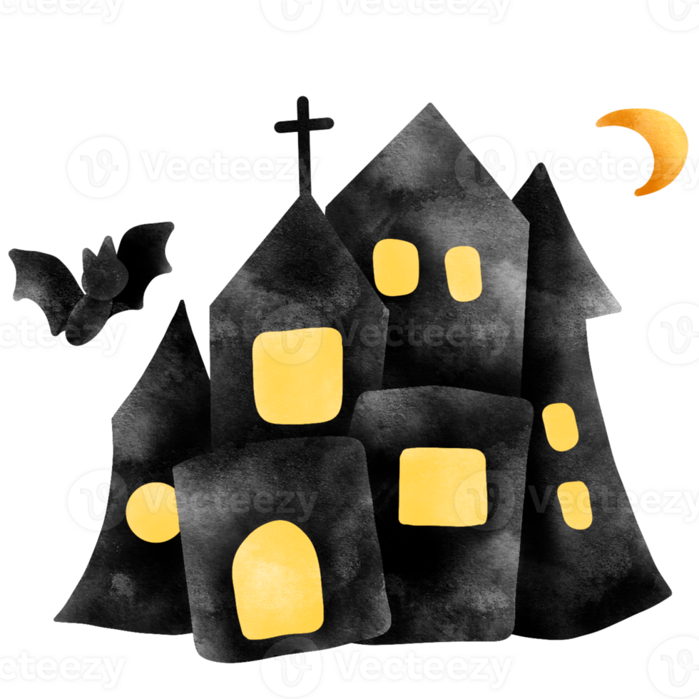 Halloween castle isolated with transparent background. The clip art of the castle. png