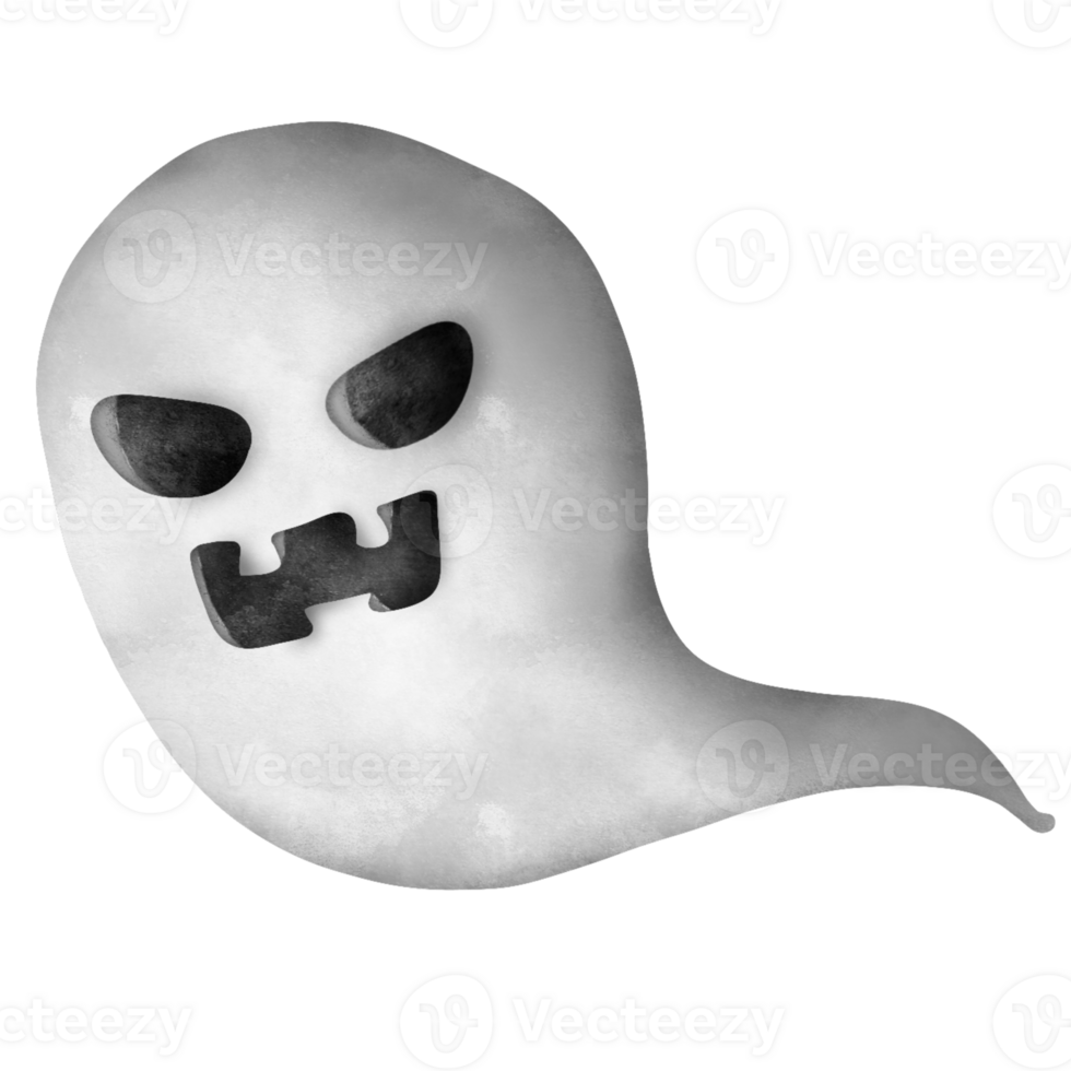 Happy Halloween, Halloween frightening ghost character. Trick or Treat with a creepy cartoon figure. png