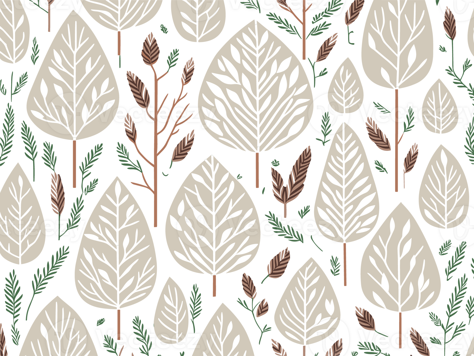 seamless-pattern-with-leaves-ai-generative-illustration-in-retro-style