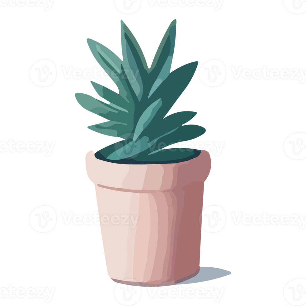 Cactus in a pot. AI Generative Illustration in a flat style png