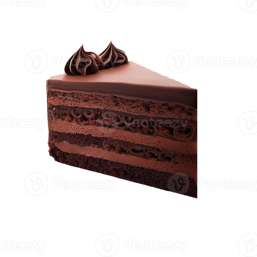 Chocolate cake slice isolated on transparent backgroun with empty space AI Generated png