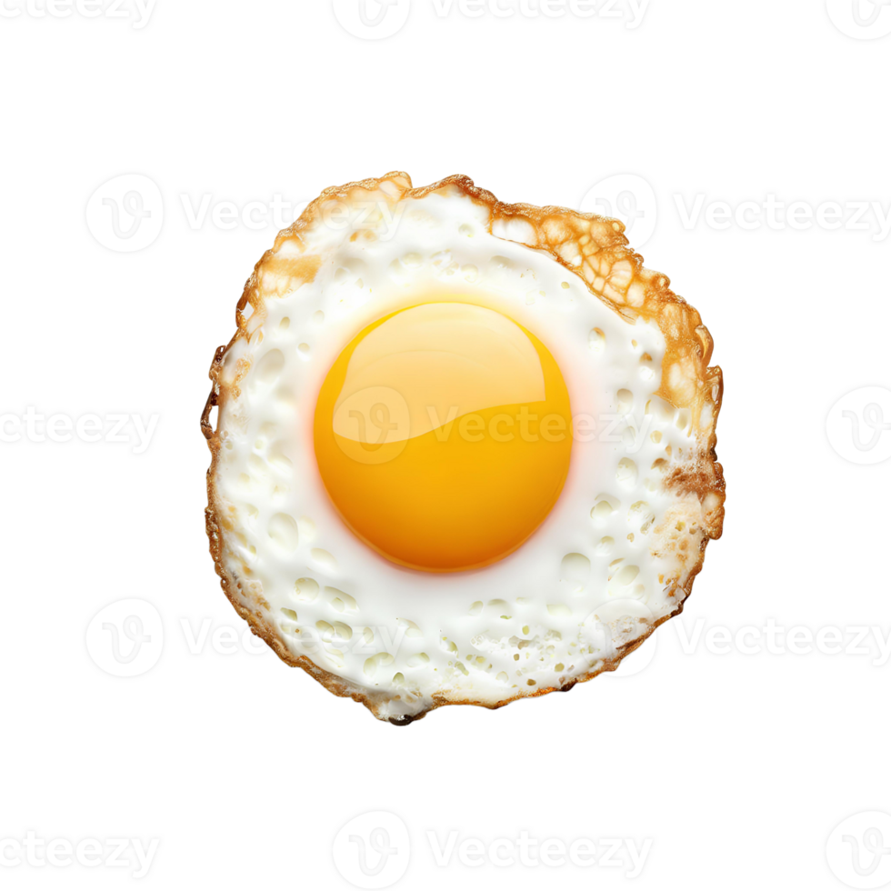 Fried egg isolated on transparent background. Top view AI Generated png