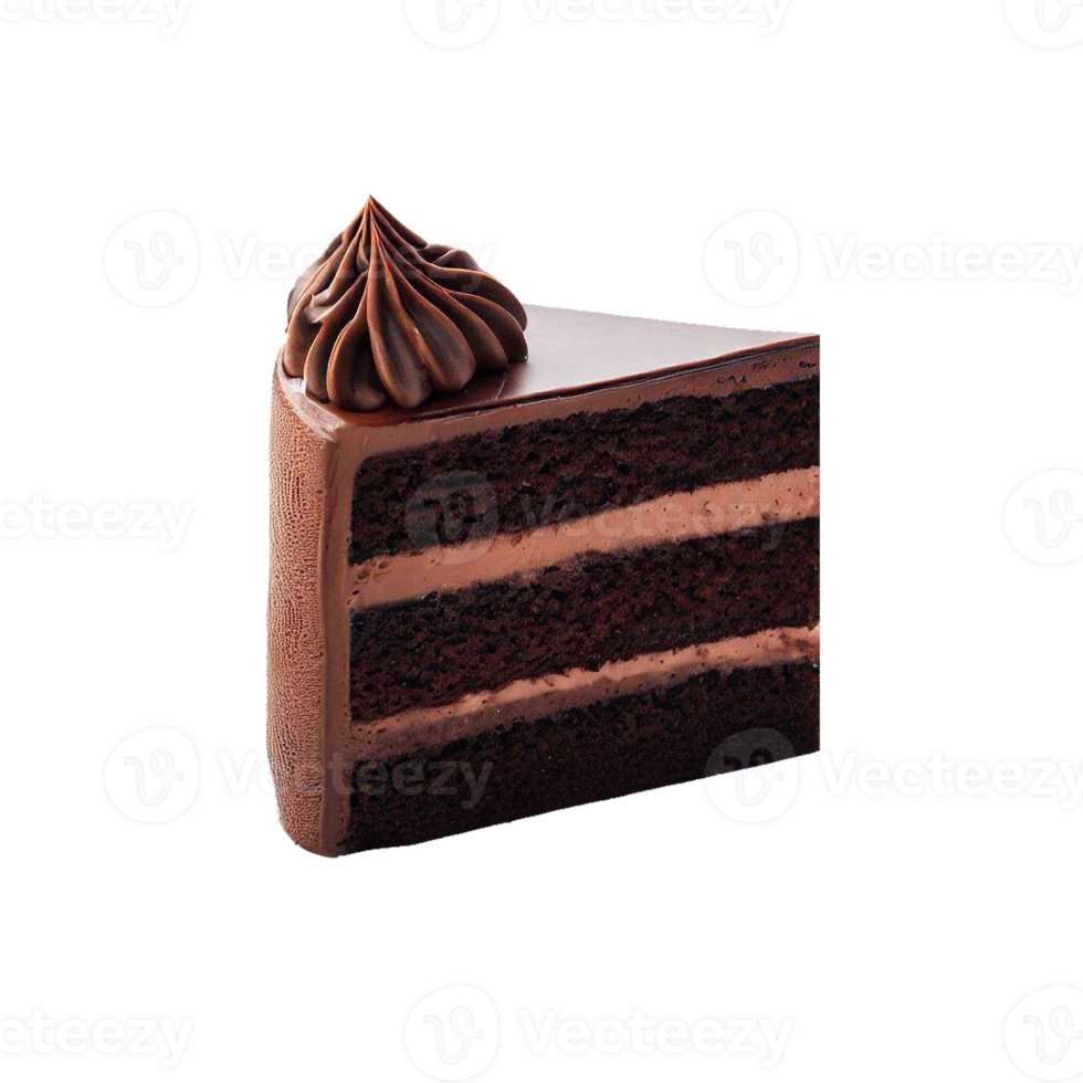 Chocolate cake slice isolated on transparent backgroun with empty space AI Generated png