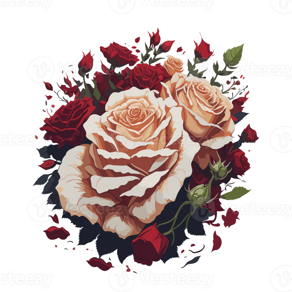 Wedding bouquet of red and white roses illustration. 27187902 PNG