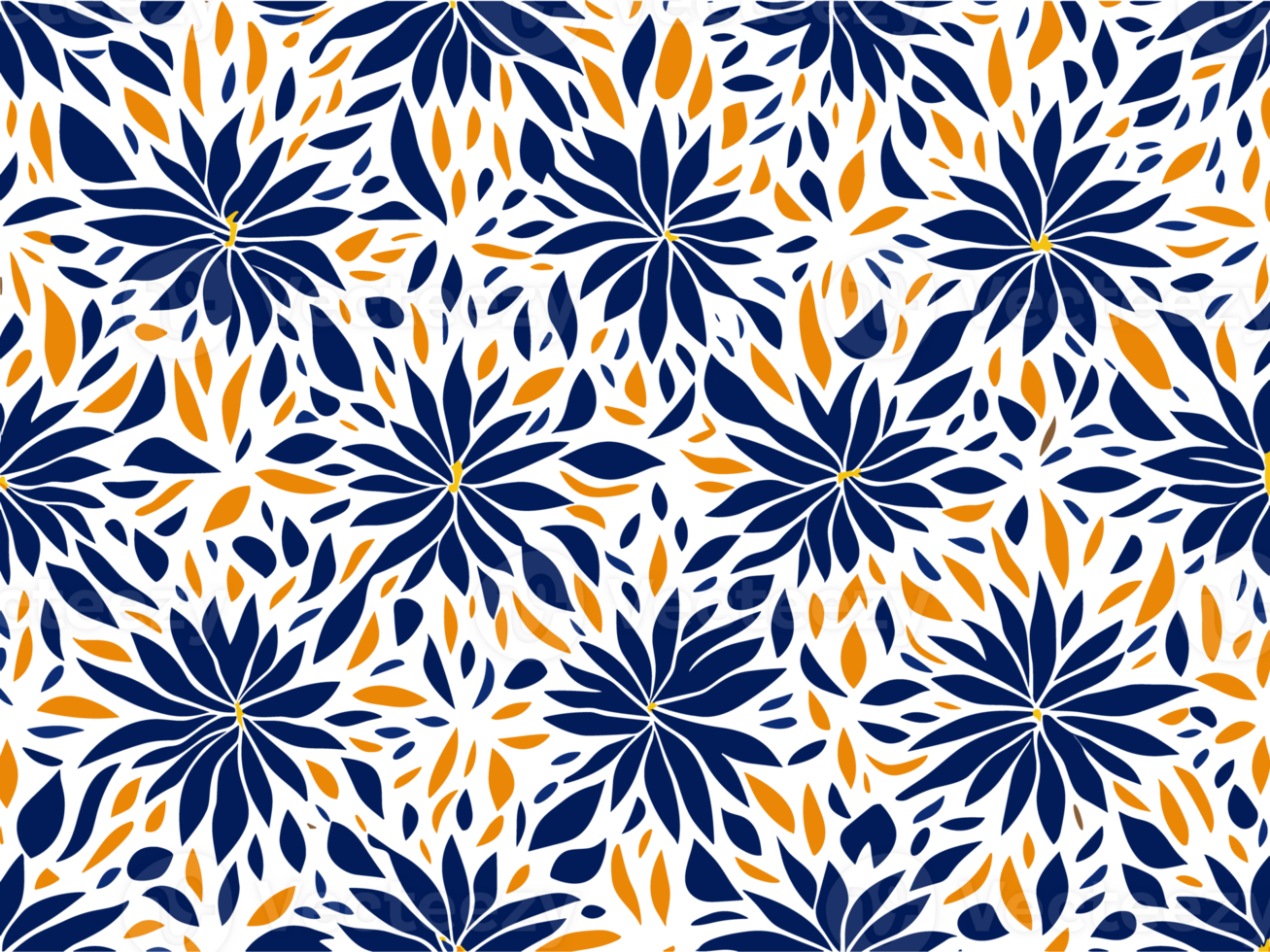 Seamless floral pattern with flowers and leaves illustration png