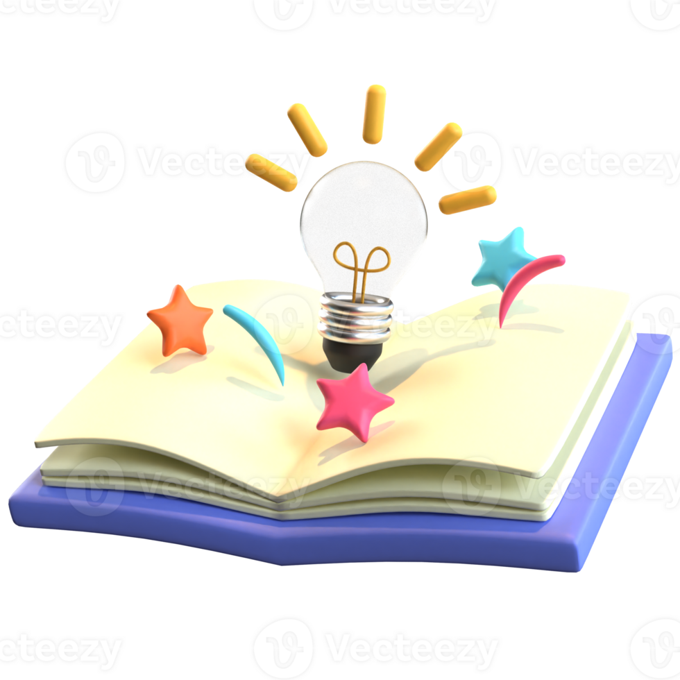 3d light bulb and book png