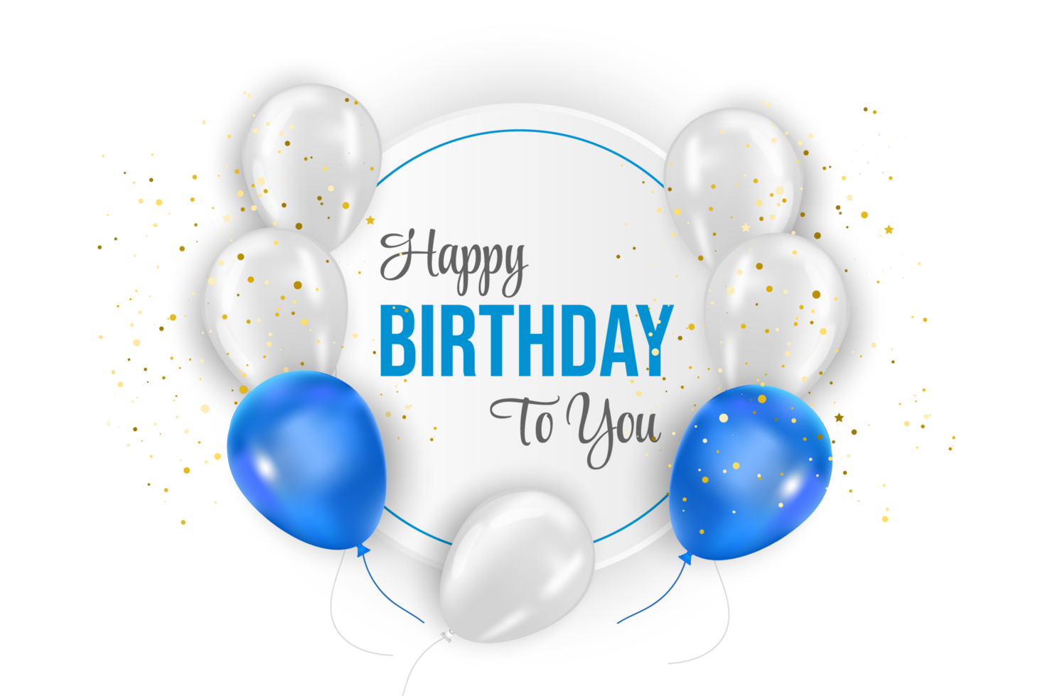 Birthday   design. happy birthday to you text with elegant blue balloons. png