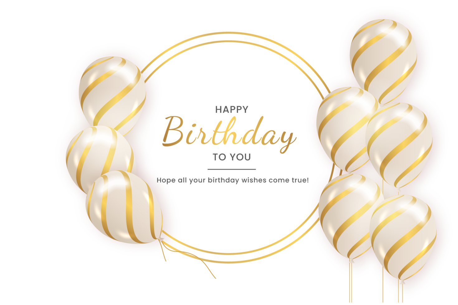 happy birthday   design. happy birthday to you text with elegant gold balloons. png