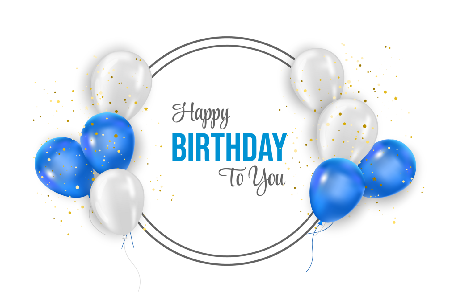 Birthday   design. happy birthday to you text with elegant blue balloons. png