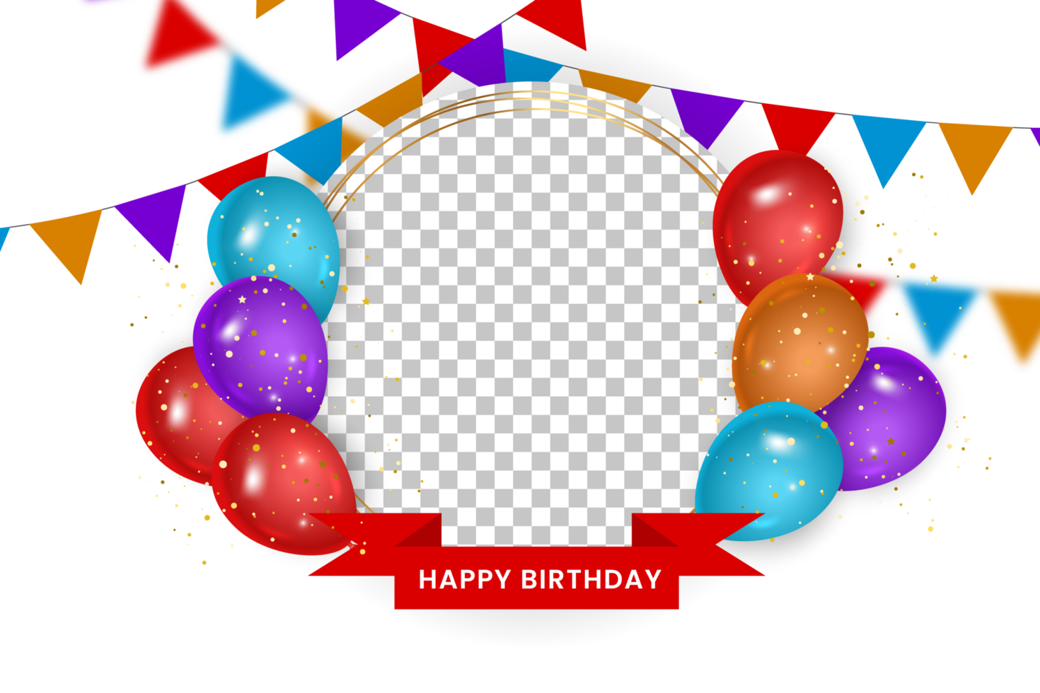 birthday  background design. happy birthday to you text with elegant air balloons. png