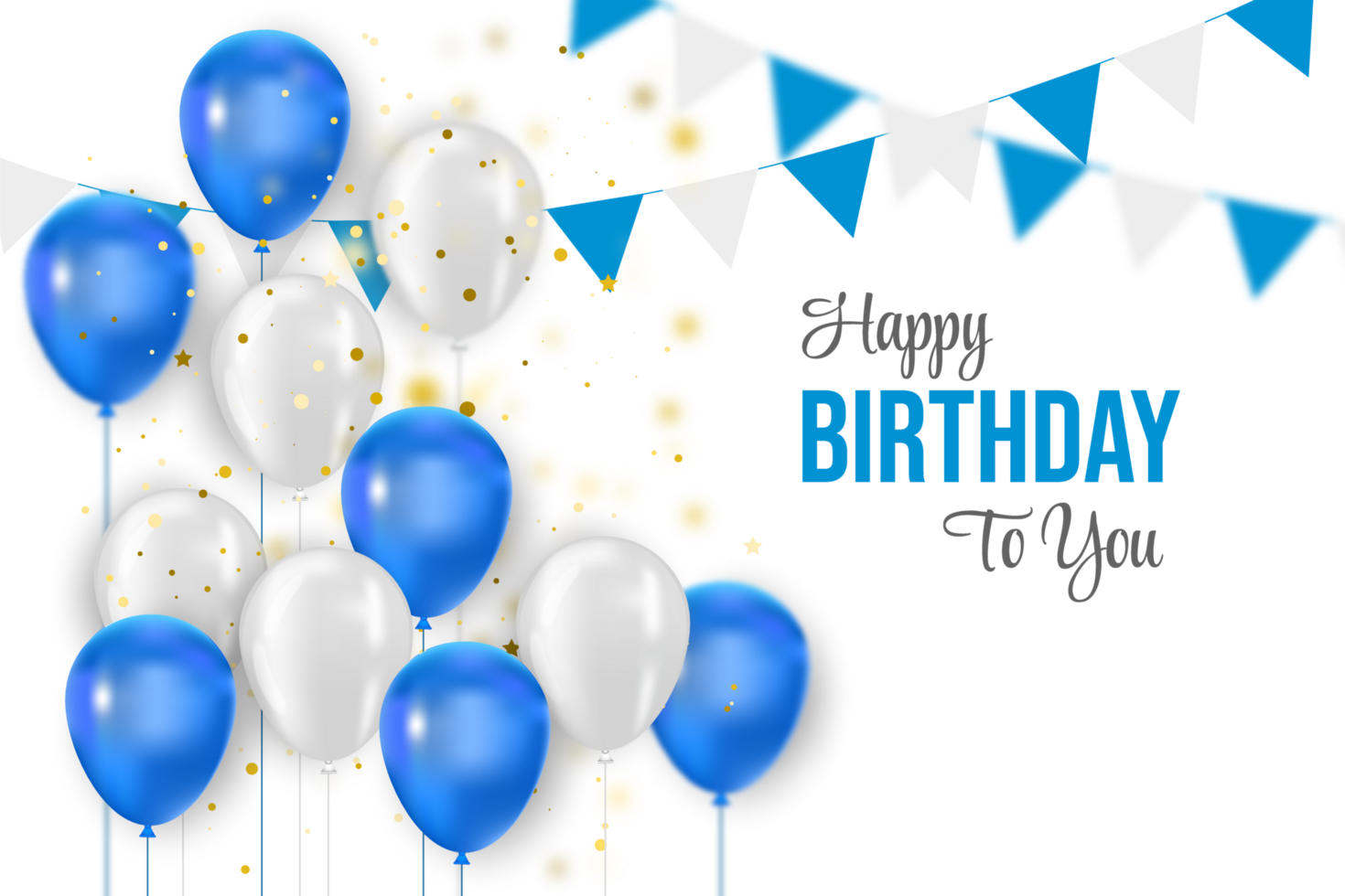 Birthday   design. happy birthday to you text with elegant blue balloons. png