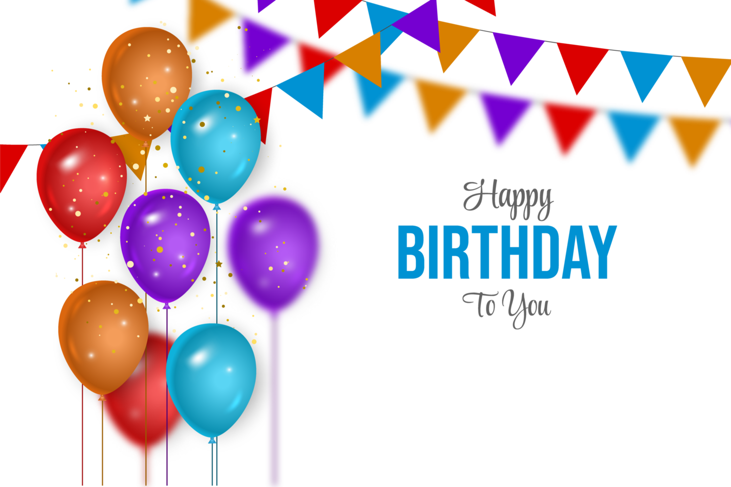 birthday  background design. happy birthday to you text with elegant air balloons. png