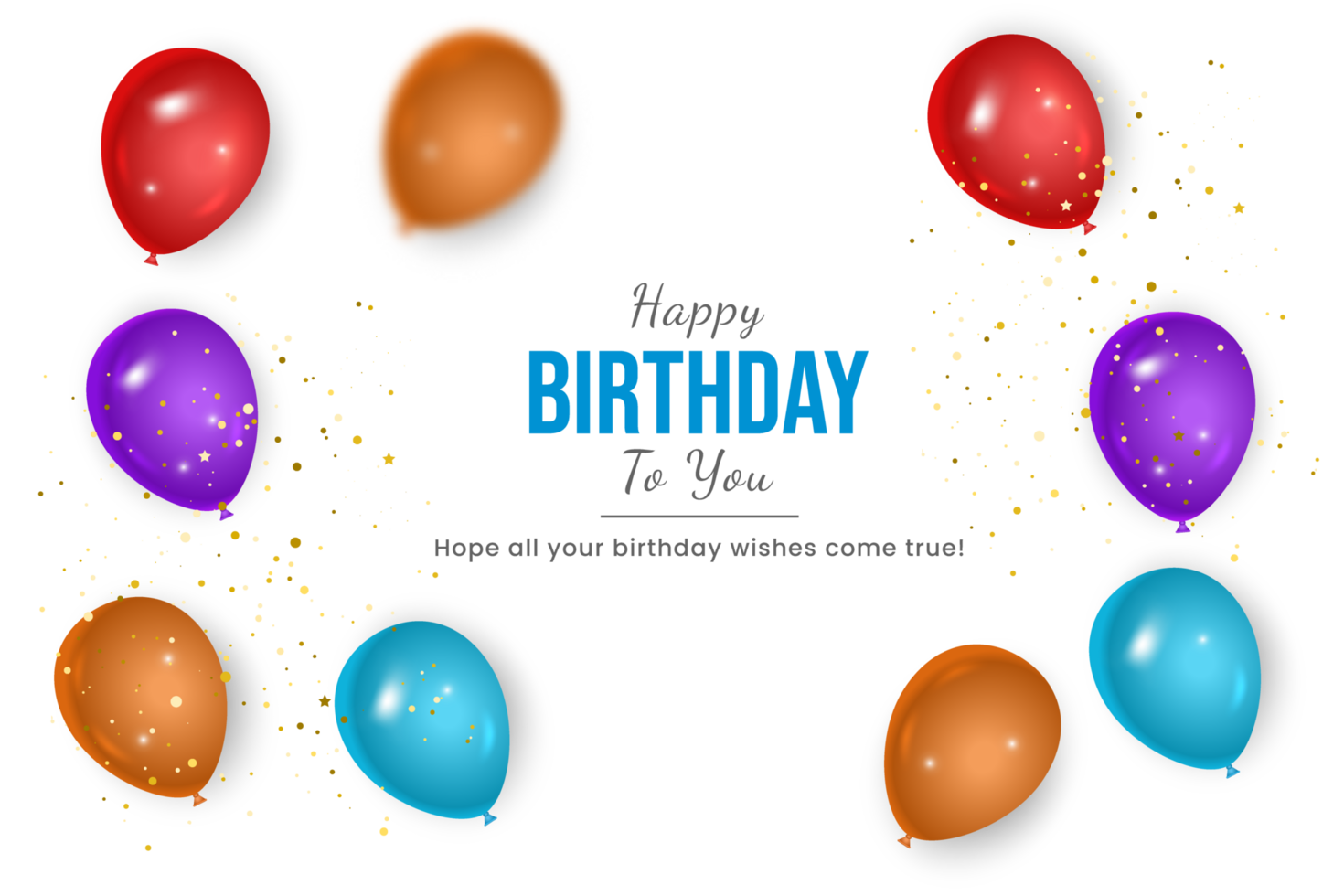birthday  background design. happy birthday to you text with elegant air balloons. png