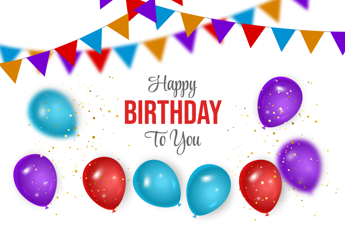 birthday  background design. happy birthday to you text with elegant air balloons. png