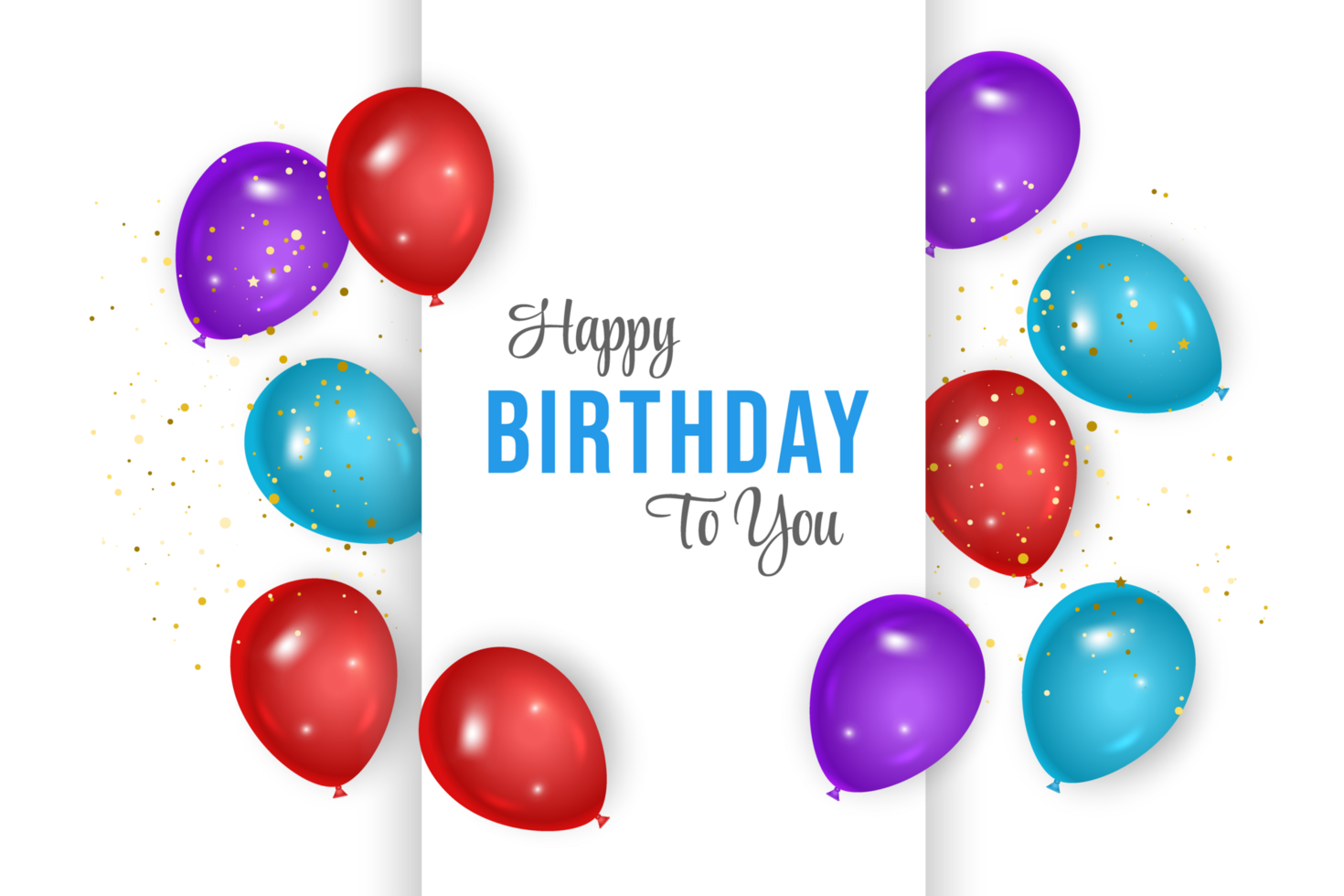 birthday  background design. happy birthday to you text with elegant air balloons. png