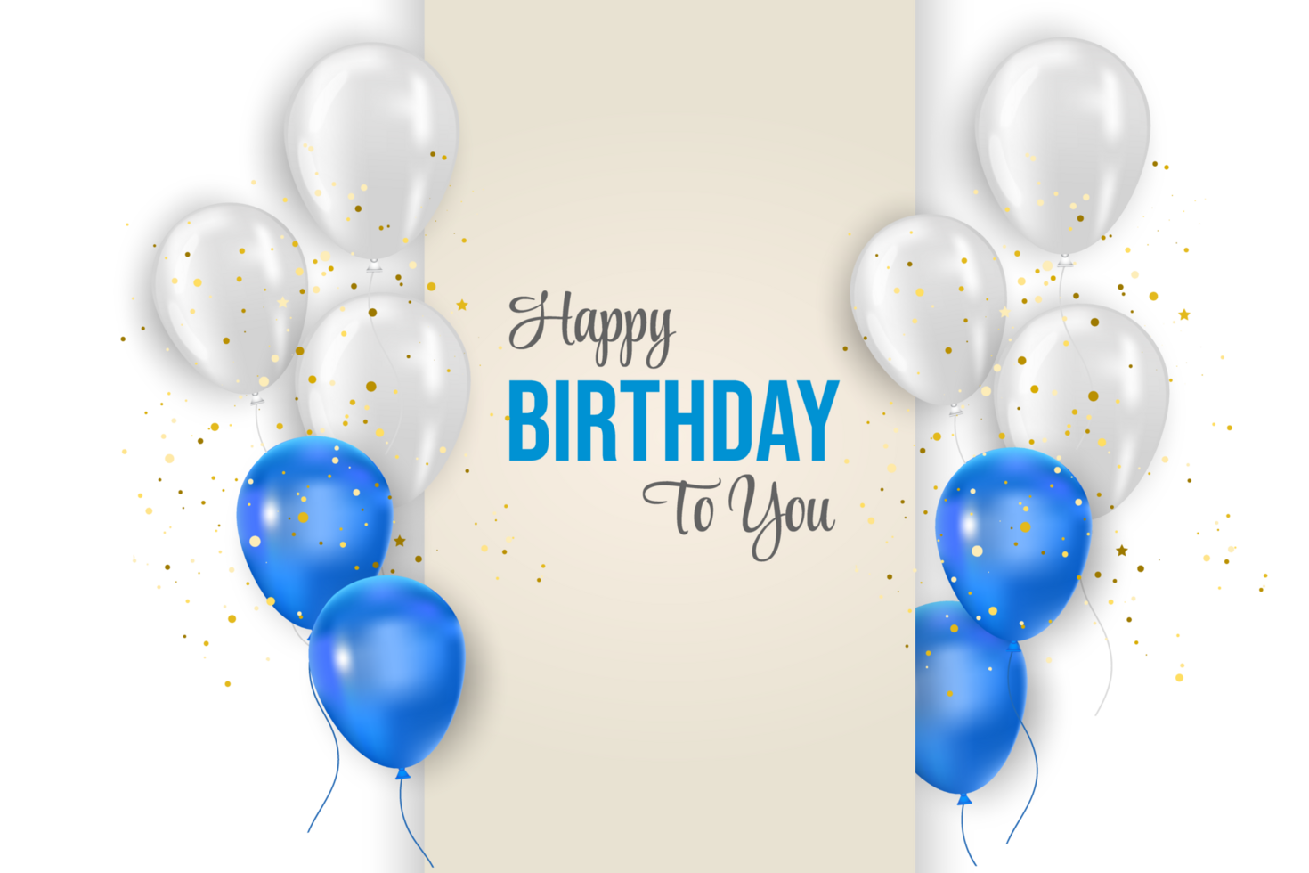 Birthday   design. happy birthday to you text with elegant blue balloons. png