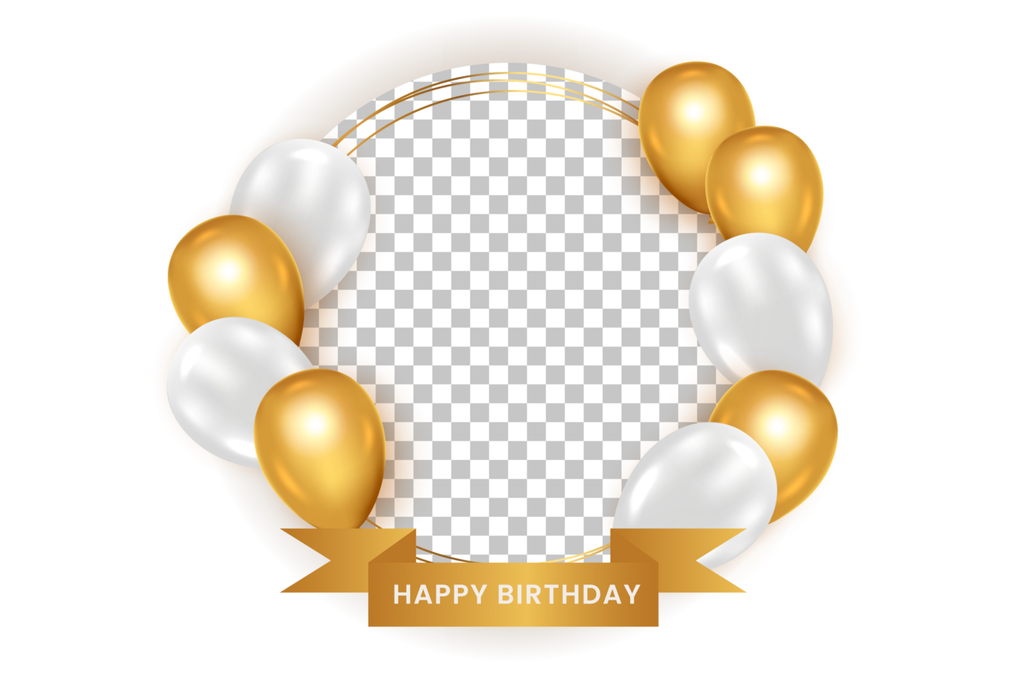 Birthday  background design. happy birthday to you text with elegant gold balloons. png