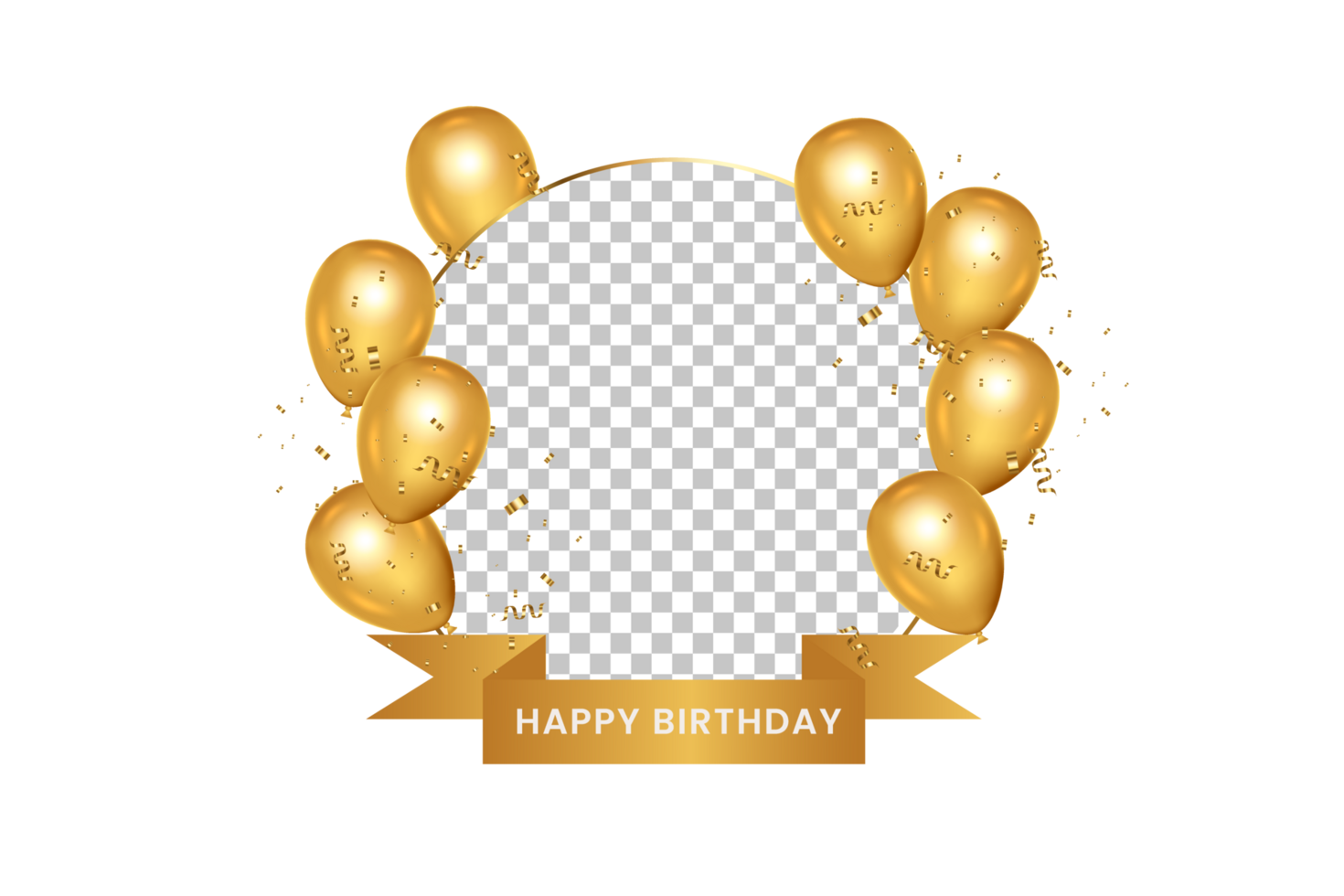 cumpleaños antecedentes diseño. contento cumpleaños a usted texto con elegante oro globos png