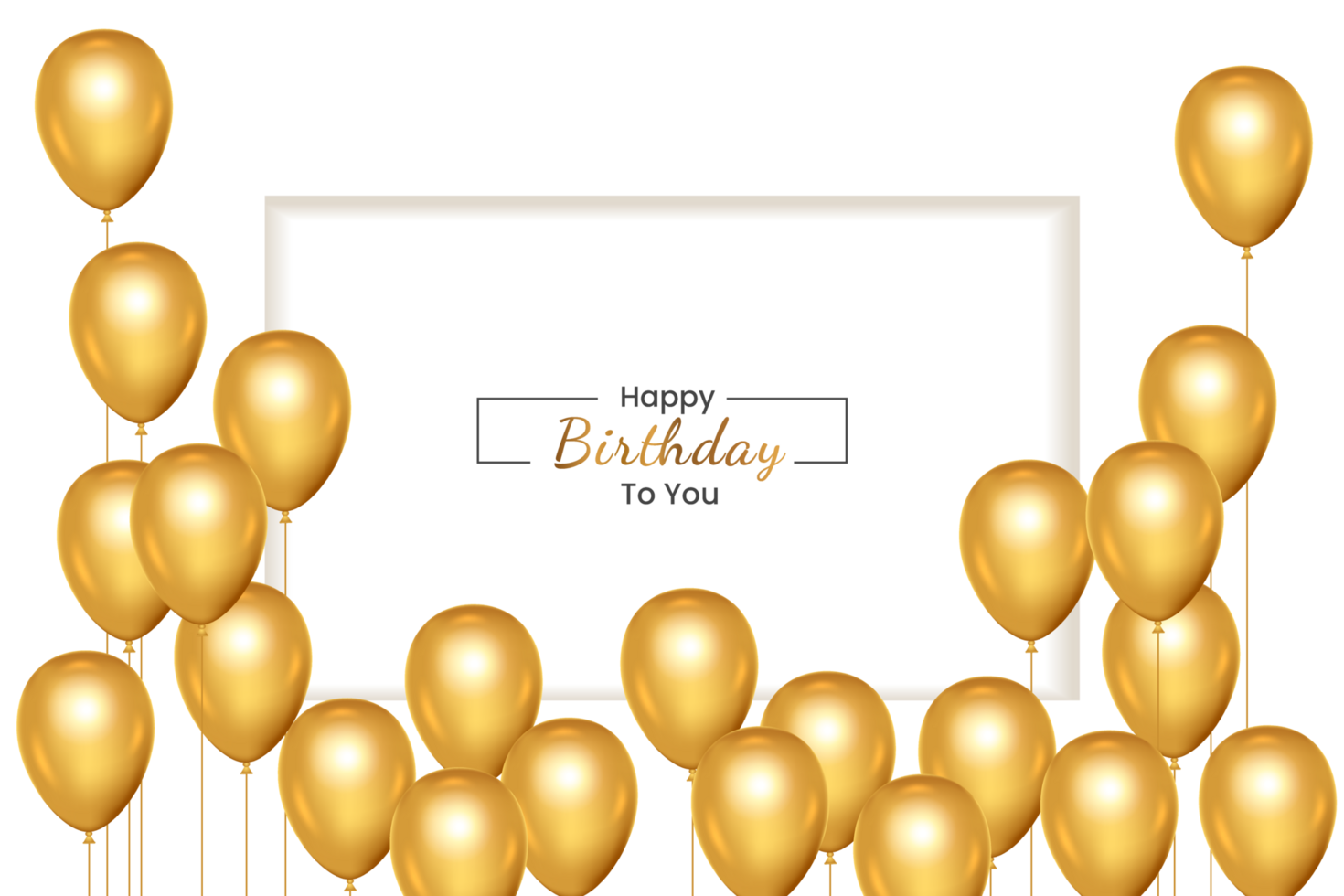 Birthday  background design. happy birthday to you text with elegant gold balloons. png