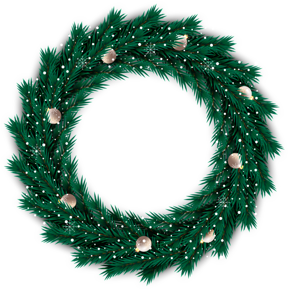 Christmas wreath design merry christmas door decoration element with christmas ball ribbon and snowflake and star png