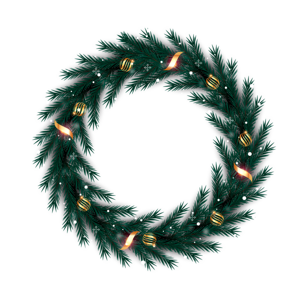 Christmas wreath design merry christmas door decoration element with christmas ball ribbon and snowflake and star png
