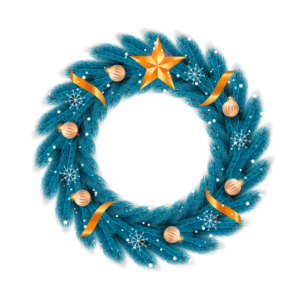christmas wreath design merry christmas door decoration element with christmas ball ribbon and snowflake and star png