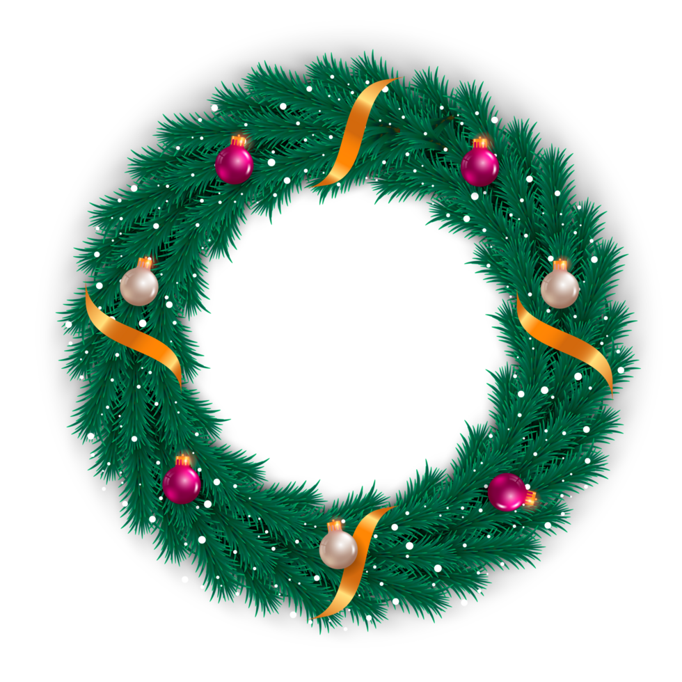 jul krans design glad jul dörr dekoration element med jul boll band och snöflinga och stjärna png