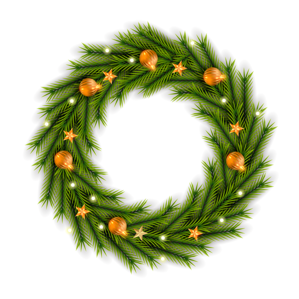 jul krans design glad jul dörr dekoration element med jul boll band och snöflinga och stjärna png