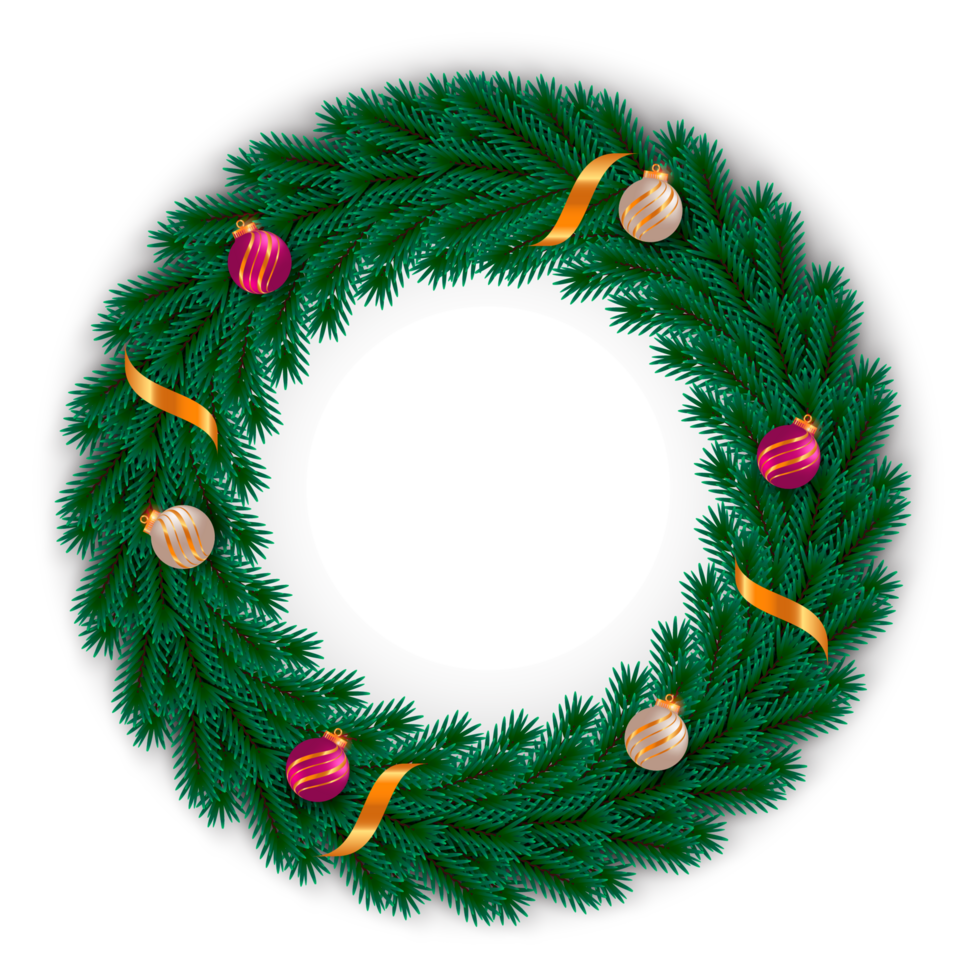 Kerstmis krans ontwerp vrolijk Kerstmis deur decoratie element met Kerstmis bal lint en sneeuwvlok en ster png