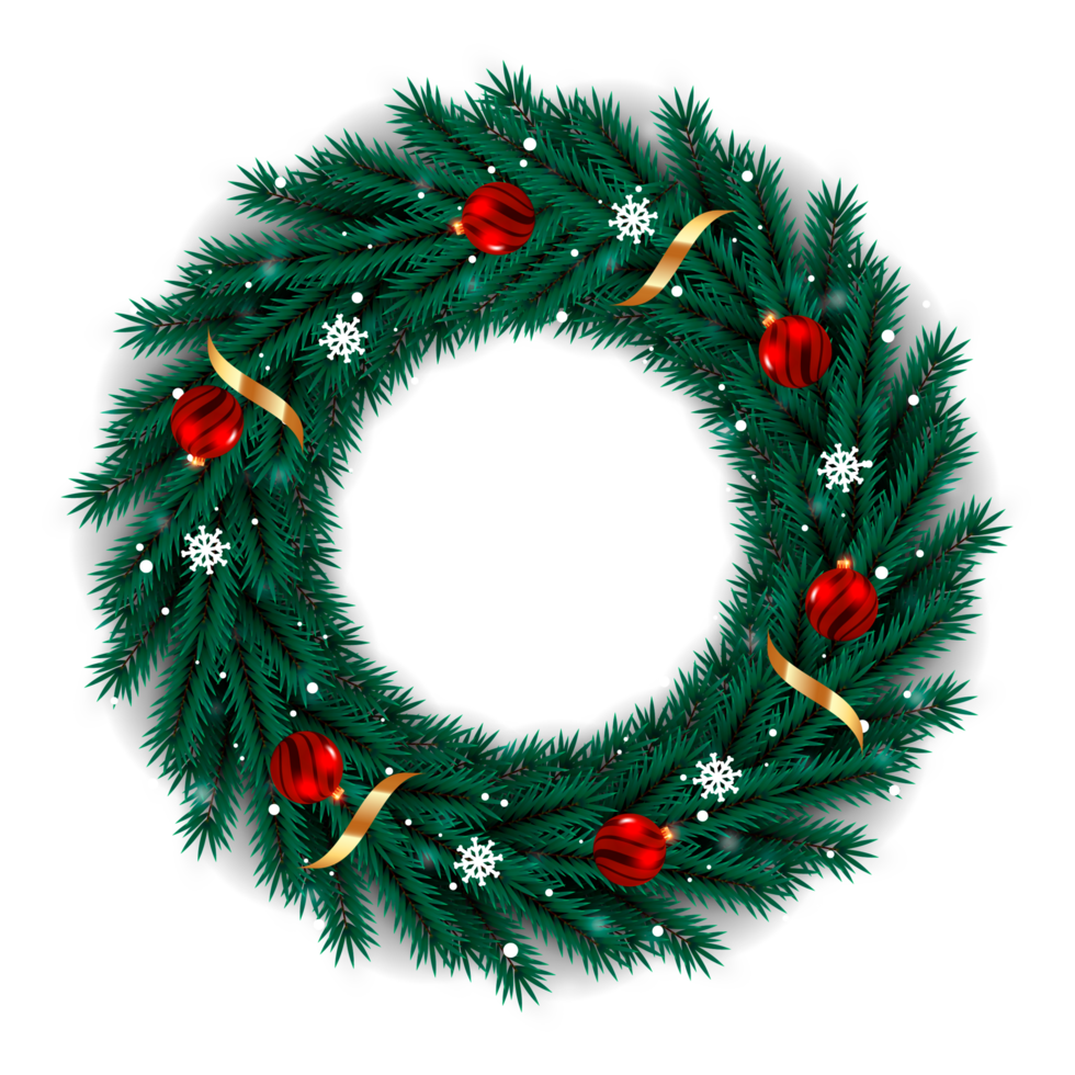 jul krans design glad jul dörr dekoration element med jul boll band och snöflinga och stjärna png