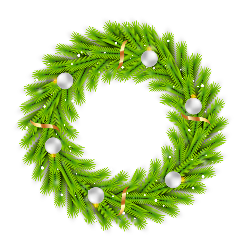 christmas wreath design merry christmas door decoration element with christmas ball ribbon and snowflake and star png