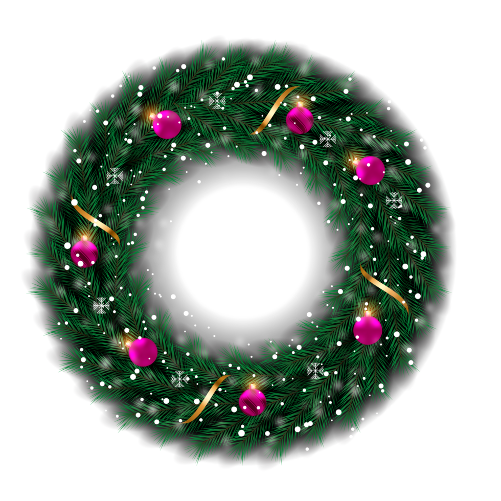 christmas wreath design merry christmas door decoration element with christmas ball ribbon and snowflake and star png