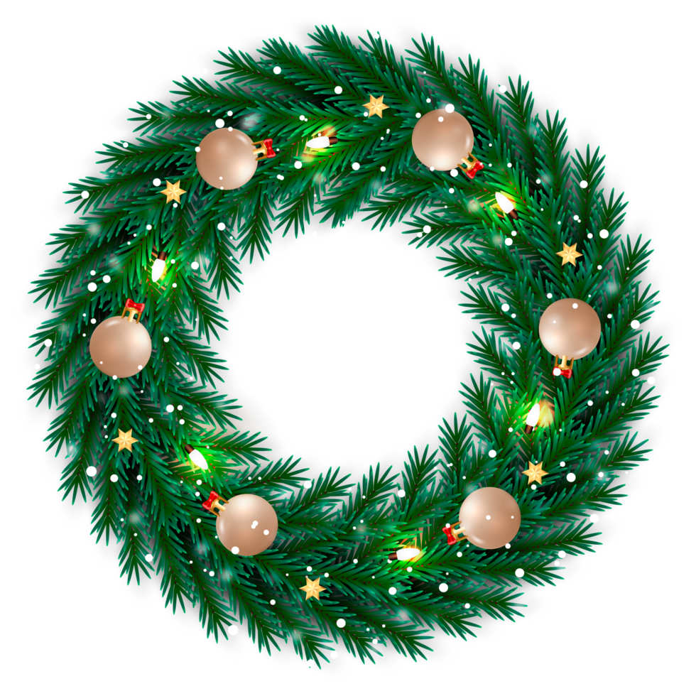 christmas wreath design merry christmas door decoration element with christmas ball ribbon and snowflake and star png