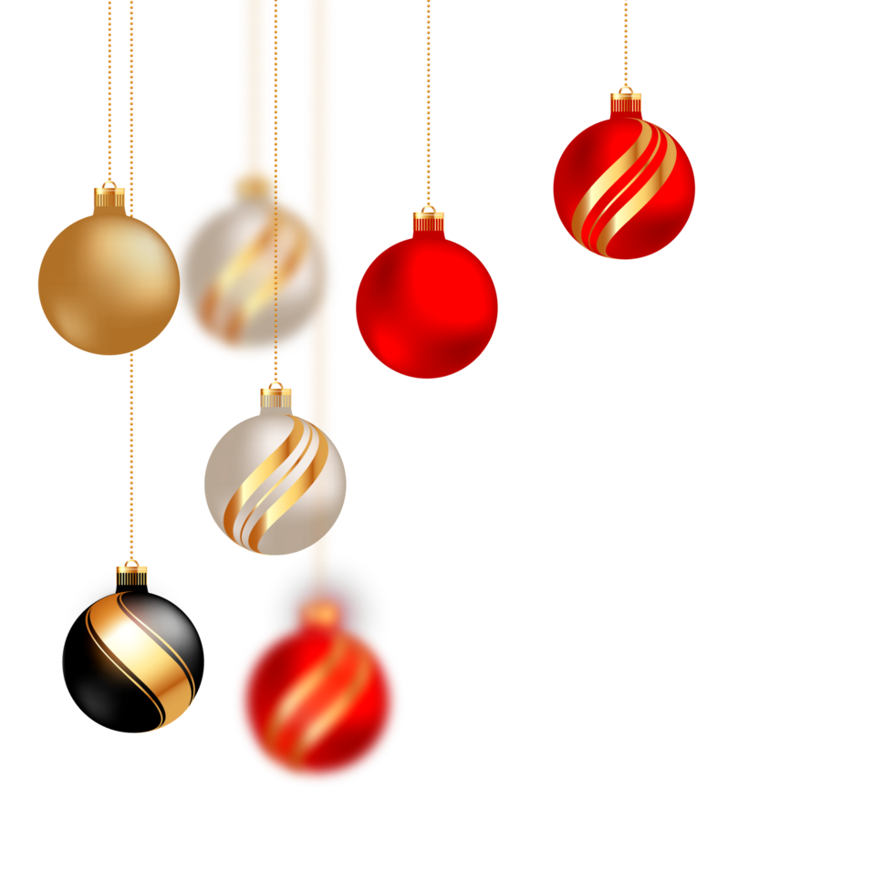 christmas ball decoration collection realistic style and different color elegant christmas balls and ornaments png