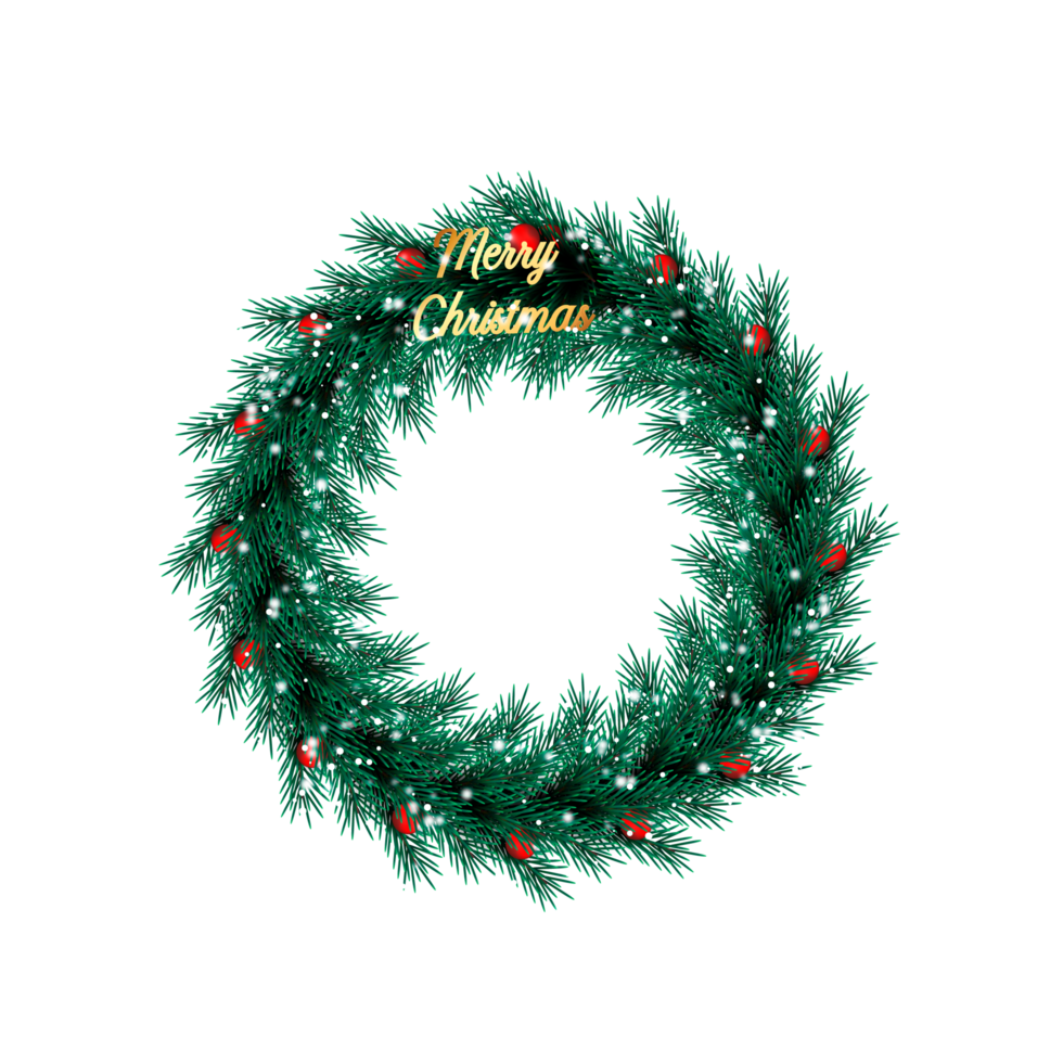 Noël couronne décoration avec Noël Balle et pin branche et Noël étoile png