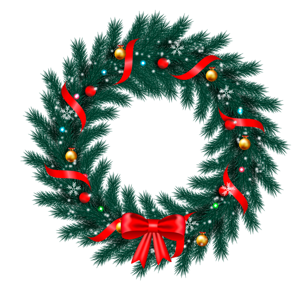 Navidad guirnalda decoración con Navidad pelota y pino rama y Navidad estrella png
