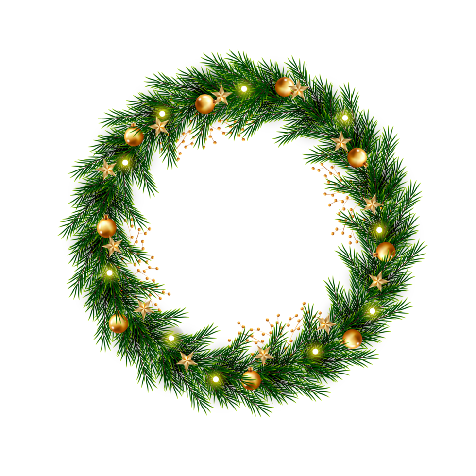 Christmas wreath  design   with garland elements for greeting card png