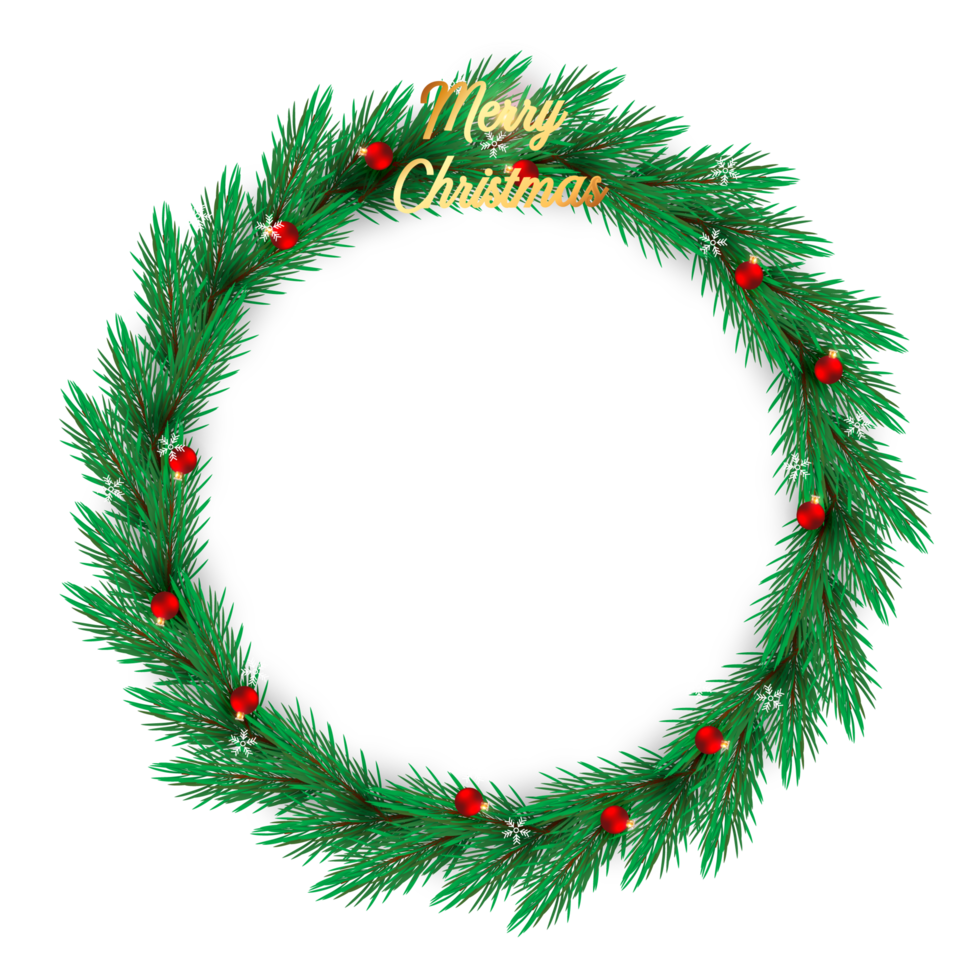 Christmas wreath  design   with garland elements for greeting card png