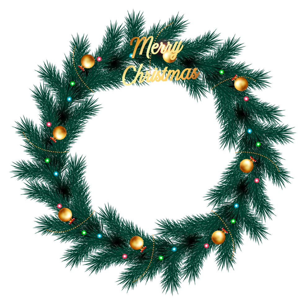 Christmas wreath  design   with garland elements for greeting card png