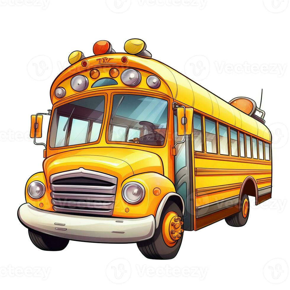 School bus, Back to school cartoon style high quality ai image generated photo