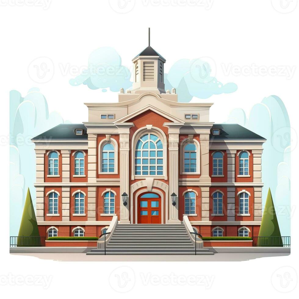 School building, Back to school cartoon style high quality ai image generated photo