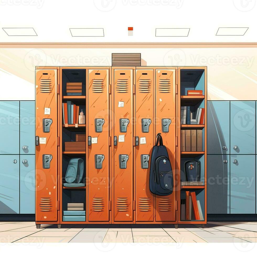 Student locker, Back to school cartoon style high quality ai image generated photo