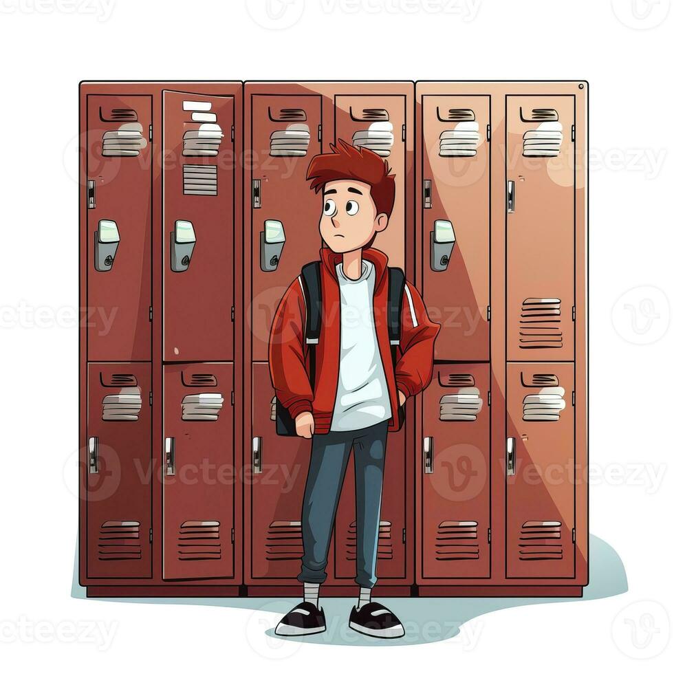 Student locker, Back to school cartoon style high quality ai image generated photo